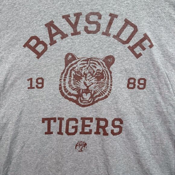 VTG NBC Saved By The Bell Bayside Tigers Gray Logo Tee 80s 90s T Shirt L - Picture 3 of 5